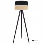 Lampadaire tr�pied abat - jour en bois 45cm noir