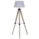 Lampadaire tr�pied bois abat - jour gris clair