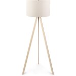 Lampadaire tympanum tr�pied bois blanc blanc cr�me