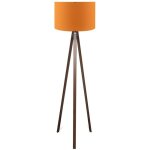 Lampadaire tympanum tr�pied bois marron et orange