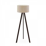 Lampadaire tympanum tr�pied bois noir et tissu beige