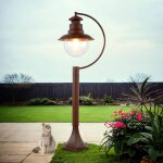 Lampadaire verre m�tal e27 ip44 110 cm haut marron rouille lampadaire maritime ext�rieur
