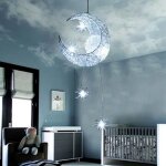 Lampe en aluminium suspension de lune et toiles lustre moderne lumire froid pour chambre d'enfant
