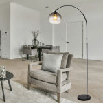 Lampe arc, lampadaire r�glable en hauteur, lampe de salon en marbre de verre noir, lampe d'appoint, avec ...