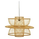 Suspension luminaire en bambou 'ava' - beige - d 58 x h 45 cm - livraison gratuite