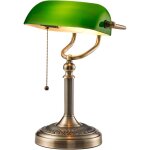Lampe de bureau de banquier en verre vert avec interrupteur � cha�ne � tirer