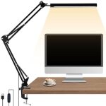 Lampe de bureau led 3 modes et 10 niveaux, 1700lm, design � pince, lumiere bureau sans scintillement, ...