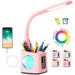 Lampe de bureau led, lampe de bureau enfant avec horloge, r�veil, calendrier, thermom�tre, rgb et porte ...