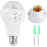 Lampe cam�ra wifi 360� vision totale infrarouge 1080p avec m�moire 128gb, contr�le par t�l�phone, lumi�re ...