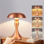 Lampe de chambre led pour salon - lampe de table rechargeable touch dimmable r�tro vintage bronze rouge ...