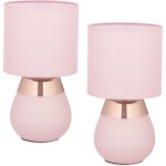 Lampe de chevet, lot de 2, abat - jour, douille e14, c�ble, h x d : 32 x 18 cm, pour la chambre, rose ...
