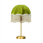 Lampe de chevet pour chambre � coucher, vintage fran�ais, avec pampilles en perles, mat�riau en velours, ...