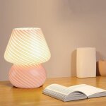 Lampe de chevet champignon, lumi�re de nuit en verre chambre � coucher, lampe de chevet, lampe de chevet ...