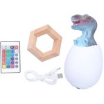 Lampe de chevet dinosaure avec t�l�commande, 16 couleurs, capteur tactile, lumi�re douce, recharge usb, ...