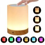 Lampe de chevet led intelligente flkwoh avec 3 niveaux de luminosit�, lumi�re ambiante multicolore, minuterie ...