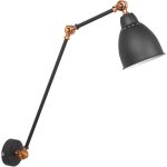 Lampe chevet murale avec bras flexible 78 cm en m�tal gris graphite et cuivr� pour �clairage de chambre ...