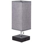 Lampe chevet de nuit abat - jour chambre, lampe de table moderne carr�, base en bois naturel et l�ger ...