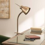 Lampe de chevet lampe � pince laiton ancien lampe de table avec spot mobile, m�tal, 1x led 3 watts 165 ...