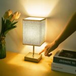 Lampe de chevet tactile, intensit� gradation 3 voies, abat - jour en tissu de lin, petite lampes de table ...