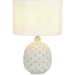 Lampe de chevet tissu c�ramique e14 ronde � 25 cm 36, 5 cm lampe c�ramique design r�tro blanche