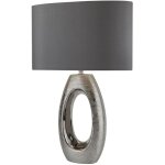 Lampe de chevet en tissu c�ramique e27 61 cm, gris chrom�, lampe moderne en c�ramique
