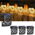 Lampe de cl�ture solaire, 4 pi�ces lampe solaire ext�rieur jardin ip55 �tanche �clairage mural d'ext�rieur ...