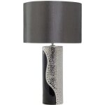 Beliani - lampe � poser e27 max 60w base en porcelaine noir et argent� abat - jour rond aiken
