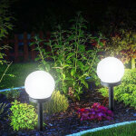 Lampes exterieure solaires de jardin au sol, exterieure �tanche lumiere 2 pack ip44 globe stake lumi�re ...