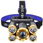 Lampe frontale 5 led plastique haute luminosit� rechargeable 4 modes 90� r�glable lampe frontale avec ...