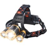 Lampe frontale led, 4 modes, 6 000 k, 1 500 lumens, puissante, rechargeable par usb, id�ale pour la p�che, ...