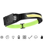 Lampe frontale led rechargeable avec d�tecteur de mouvement, lumi�re cob blanche, rouge et bleue pour ...