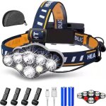 Lampe frontale led rechargeable, ultra puissante lampe � 8 del de 18000 lumens, torche frontale �tanche ...