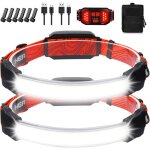 Lampe frontale rechargeable, 1 500 lumens, 6 modes, lampe frontale led rechargeable avec feu arri�re ...