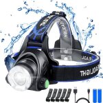 Lampe frontale rechargeable led 1200lm, torche frontale ip64 �tanche zoomable 3 modes avec c�ble usb ...