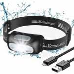 Lampe frontale, rechargeable puissante avec 5 modes d'�clairage, �tanche ipx4, portable lampe frontale ...
