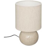 Lampe � poser en c�ramique blanc lin et abat - jour coton h 28 cm - atmosphera