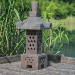 Wanda collection - lampe japonaise en pierre de lave 75cm