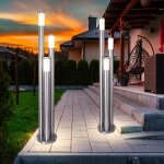 Lampe de jardin 170 cm balisage extrieur lampadaire extrieur inox large, 3 colonnes argent, 3x e27, ...