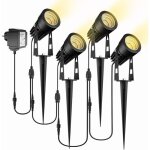 Lampe de jardin, lot de 4 lampes de jardin � piquet �tanche ip65 led projecteur de jardin avec prise ...