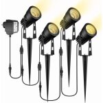 Lampe de jardin, lot de 4 lampes de jardin � piquet �tanche ip65 led projecteur de jardin avec prise ...