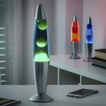 Lampe � lave d�corative bleu 25w ? aluminium et verre ? tension 220 - 240v ? dimensions 8, 5 cm x 34 ...