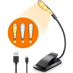 Lampe de lecture, 7 led usb rechargeable lampe livre � pince avec 9 modes d'�clairage (3 couleurs: chaud, ...
