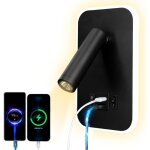 Lampe de lecture led, applique murale led, liseuse de chevet r�glable, avec port de charge usb et interrupteur ...