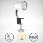 B. k. licht - lampe de lecture led, pivotante & inclinable, avec ampoule led gu10 5w, 3000k, lampe à ... B. k. licht - lampe de lecture led, pivotante & inclinable, avec ampoule led gu10 5w, 3000k, lampe à ...