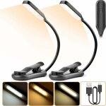 Lampe de lecture lampe � pince liseuse lampe 7 led 3 mode luminosit� cou flexible 360� (noir) 2 pi�ces ...