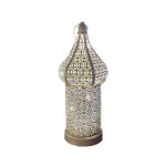 Lampe led en fer blanc ajour�, luminaire d�coratif d'int�rieur, id�al pour une table de chevet, une chambre ...
