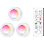 Lampe led ronde avec t�l�commande, �clairage de placard 16 rgb, 10 niveaux d'intensit�, minuterie, sans ...