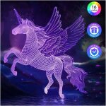 Lampe licorne jouet fille - idee cadeau noel fille 3 4 5 6 7 8 ans, veilleuse 3d licorne lumineuse pour ...