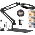 Lampe loupe 10x ? bras pivotant r�glable ? 3 modes de couleur ? 10 niveaux de luminosit� ? diam�tre lentille ...