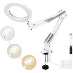 Lampe loupe 72led, 5x loupe de daylight bureau avec pince m�tal modes 3 couleurs dimmable pour r�paration ...